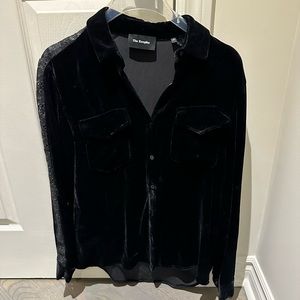 The Kooples Velvet top with lace detail on sleeves